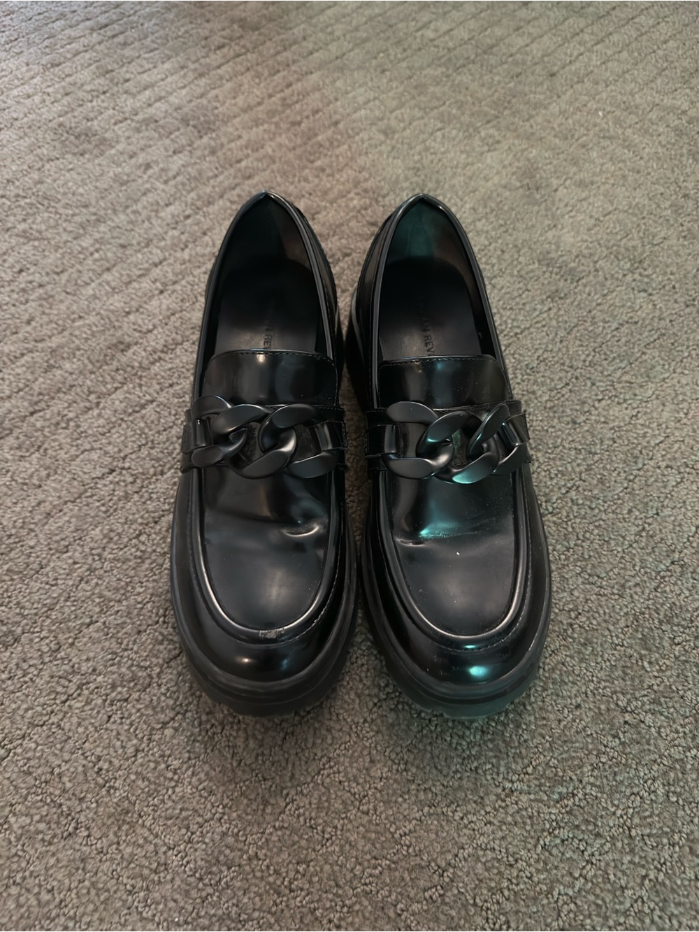 Women’s Black Platform Chain-Trim Loafers